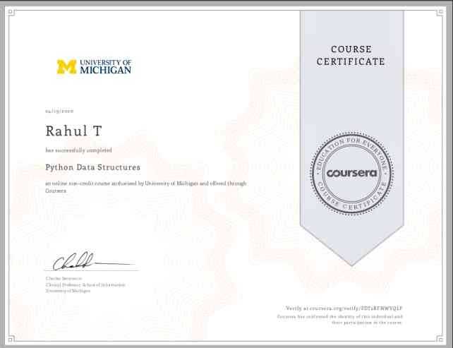 certificate - Data Structures